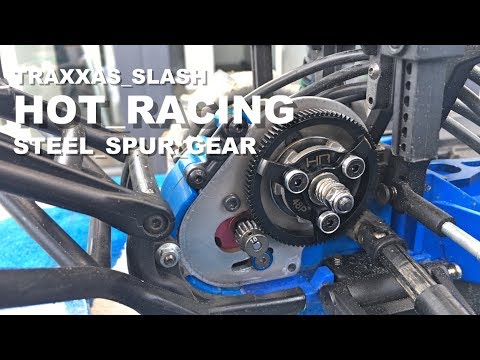 Traxxas Slash - Hot Racing Steel Spur Gear Installation and Driving Action