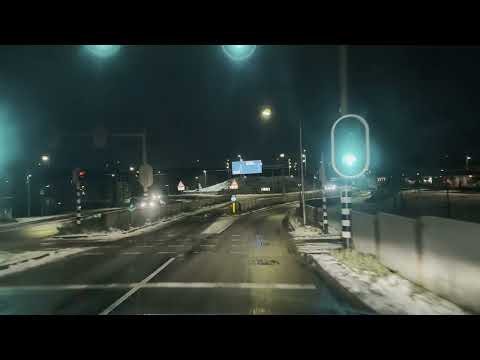 A snowy night drive from Groningen
