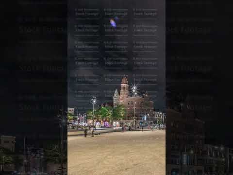 The Dam square in Amsterdam night timelapse hyperlapse, The Netherlands.