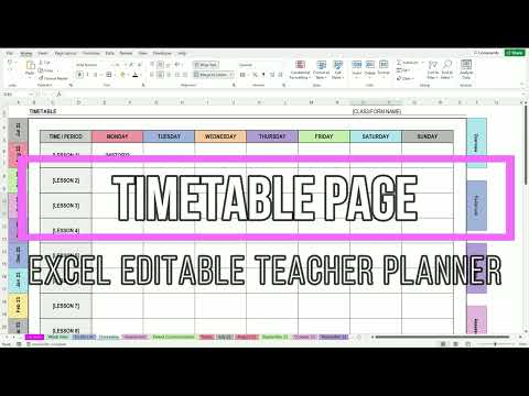 Editing The Timetable Video 5 Excel Editable Digital Teacher Planner