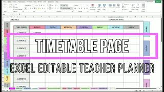 Editing the Timetable | Video 5 | Excel Editable Digital Teacher Planner