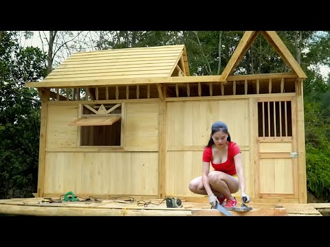 Woman Build Wooden Cabin by the Nature in 90 Days | Full Time-Lapse From Start to Finish