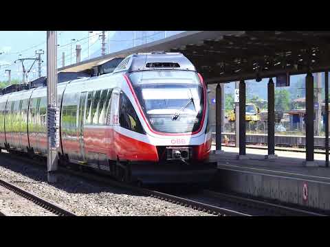 A Couple of Austrian Electric Trains at Jenbach Mainline Station