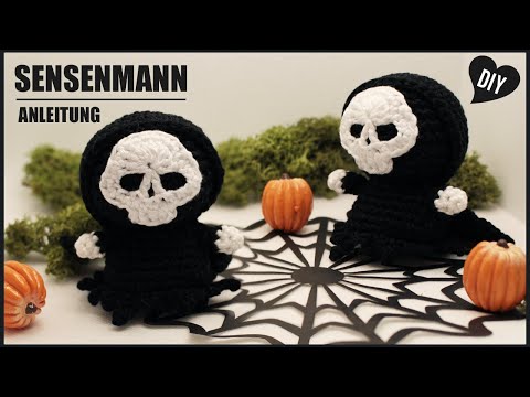 Sensenmann häkeln | Herbst Halloween Häkelanleitung Amigurumi DIY by Pfirsichteufel