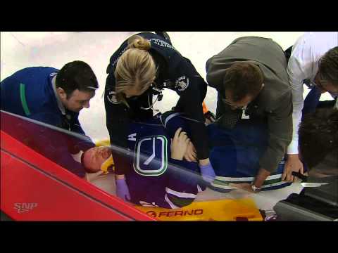 FULL Video: Daniel Sedin Stretchered Off Ice After Paul Byron Hit 04/13/14 [HD]