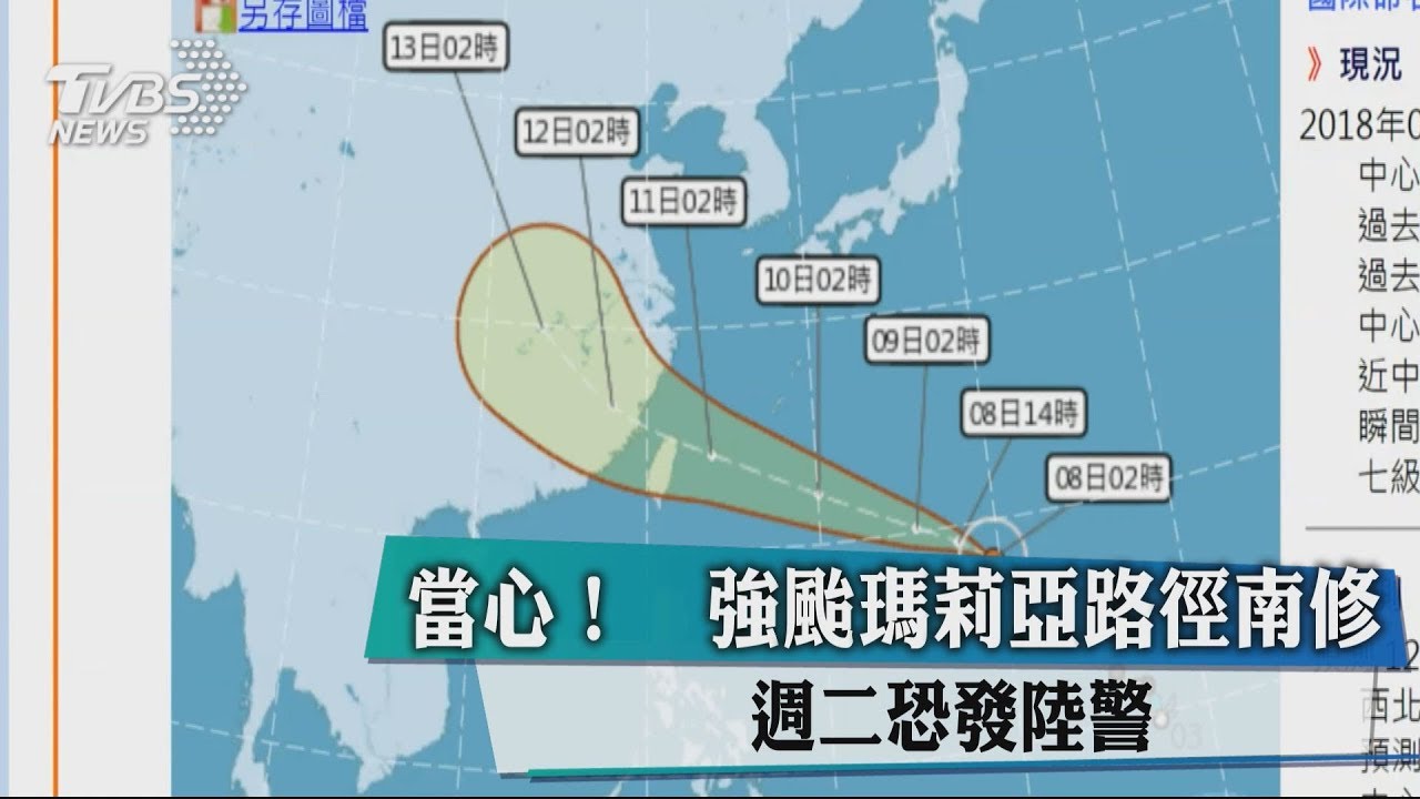 當心!強颱瑪莉亞路徑南修 週二恐發陸警
