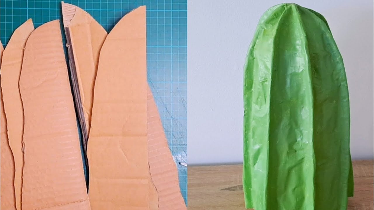 DIY CARDBOARD CACTUS DECORATION FOR HOME / PARTY | Fiesta Themed Party Decor | Cardboard Succulent