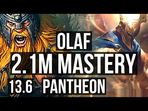 OLAF vs PANTHEON (TOP) | 5/1/8, 2.1M mastery, 900+ games | KR Challenger | 13.6