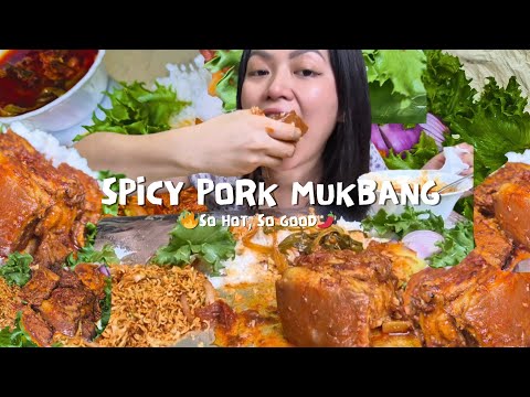 Spicy 1kg pork chaba ngamdre😋😜😛 eigi table se earthquake  taure 🤨#mukbang #food #spicy #fun 