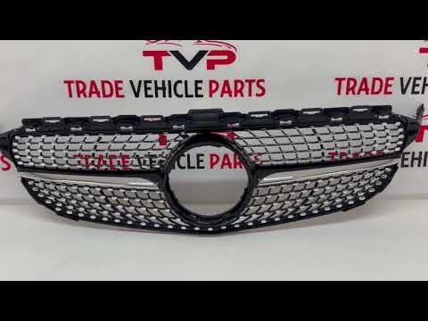 Fits Mercedes C Class W205 2014-2018 Front Bumper Grille Gloss Black W/ Chrome Pins Sport video