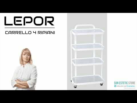 LEPOR Carrello in metallo con  4 ripiani in vetro