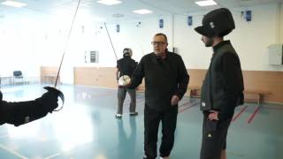 Sabre coaching. Step lunge