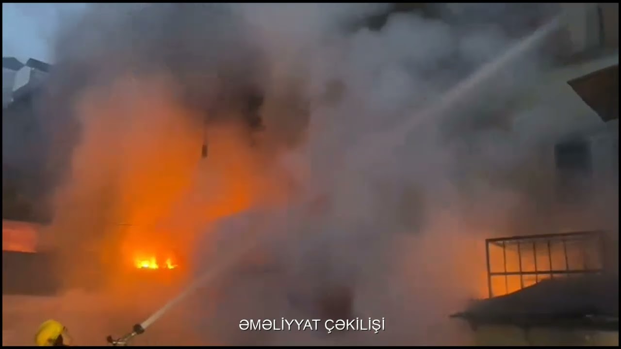 Göyçayda market yanıb VİDEO