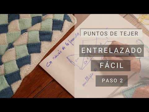 Cómo tejer punto entrelazado (color b) Video 2 ☞ Tejiendo Fácil y Bien