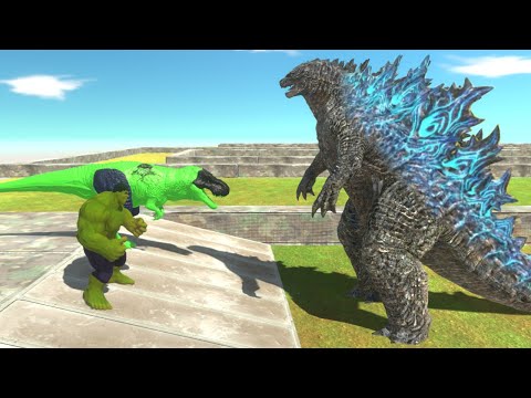 Team Hulk and Hulk T-Rex Death Run vs Godzilla - Animal Revolt Battle Simulator