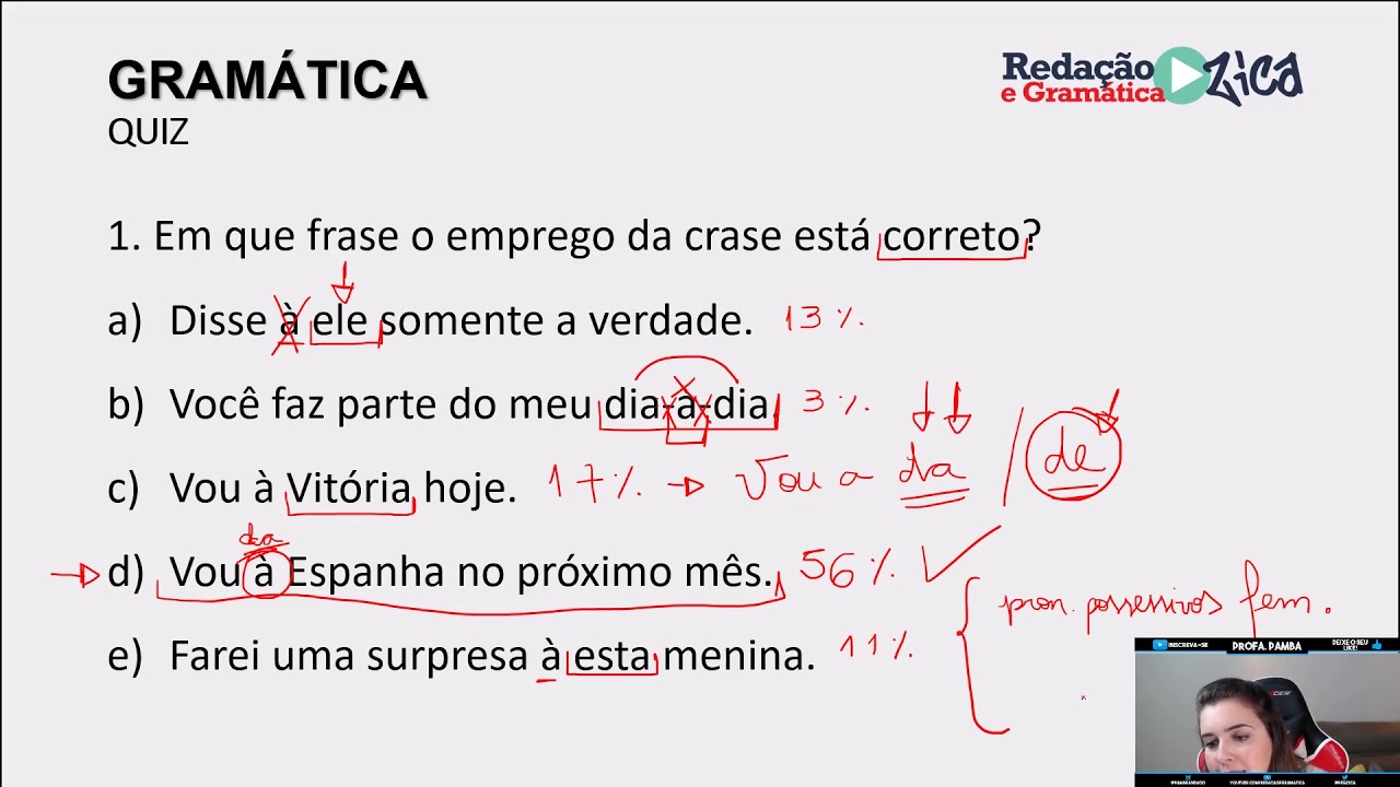 QUAL SEU NÍVEL DE GRAMÁTICA TESTE AGORA! (com resolução comentada) - Profa. Pamba