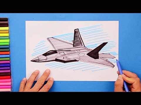 How to draw F-22 Raptor fighter plane