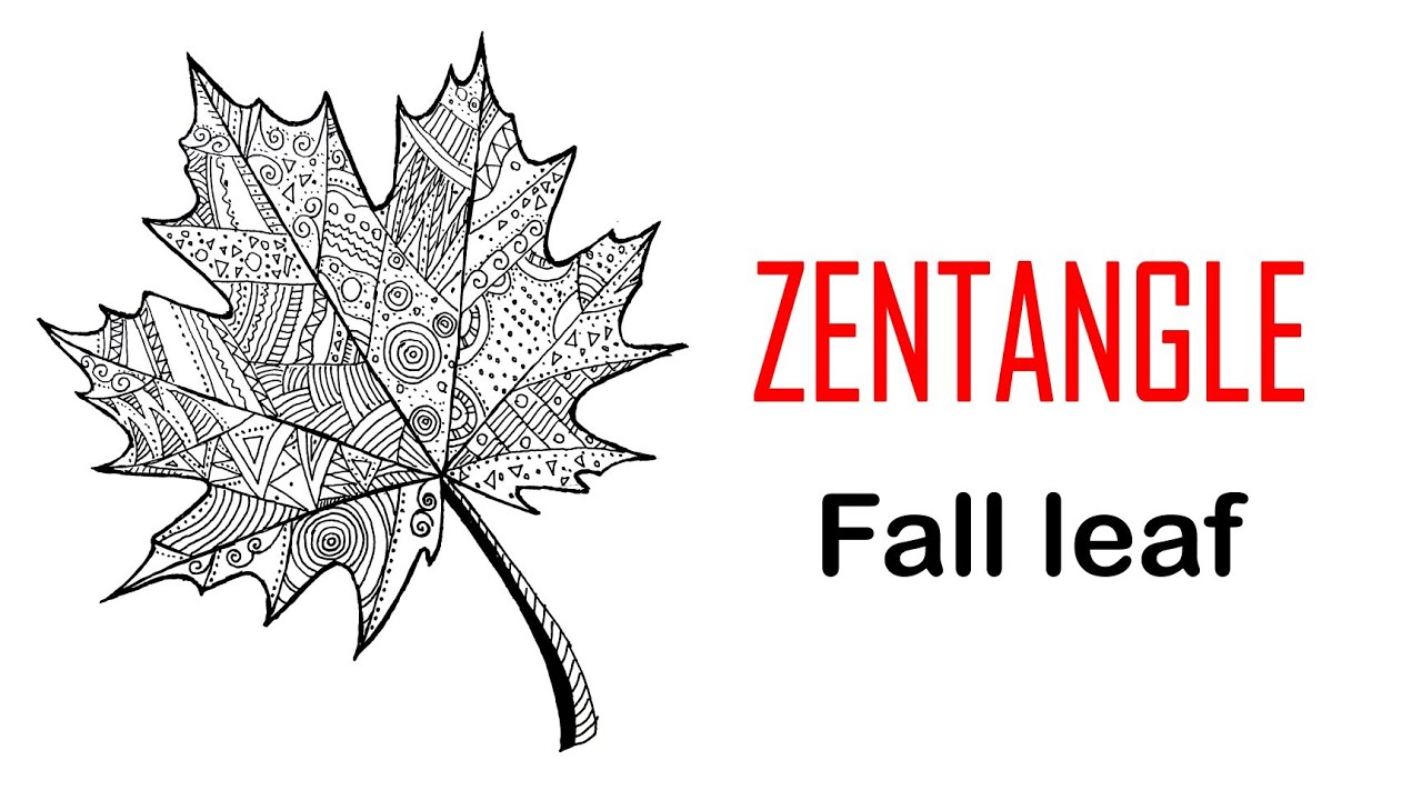 How to draw a zentangle fall leaf pattern/ ZENTANGLE FALL LEAF