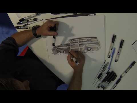 Chip Foose Draws a Woody Wagon at the SEMA Show in Pen and Marker
