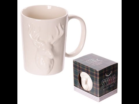 Embossed Stag Head Ceramic Mug . Boxed