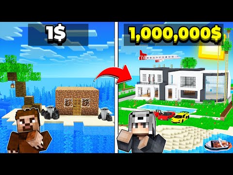 FAKİR ADA EVİ VS ZENGİN ADA EVİ 😱 - Minecraft