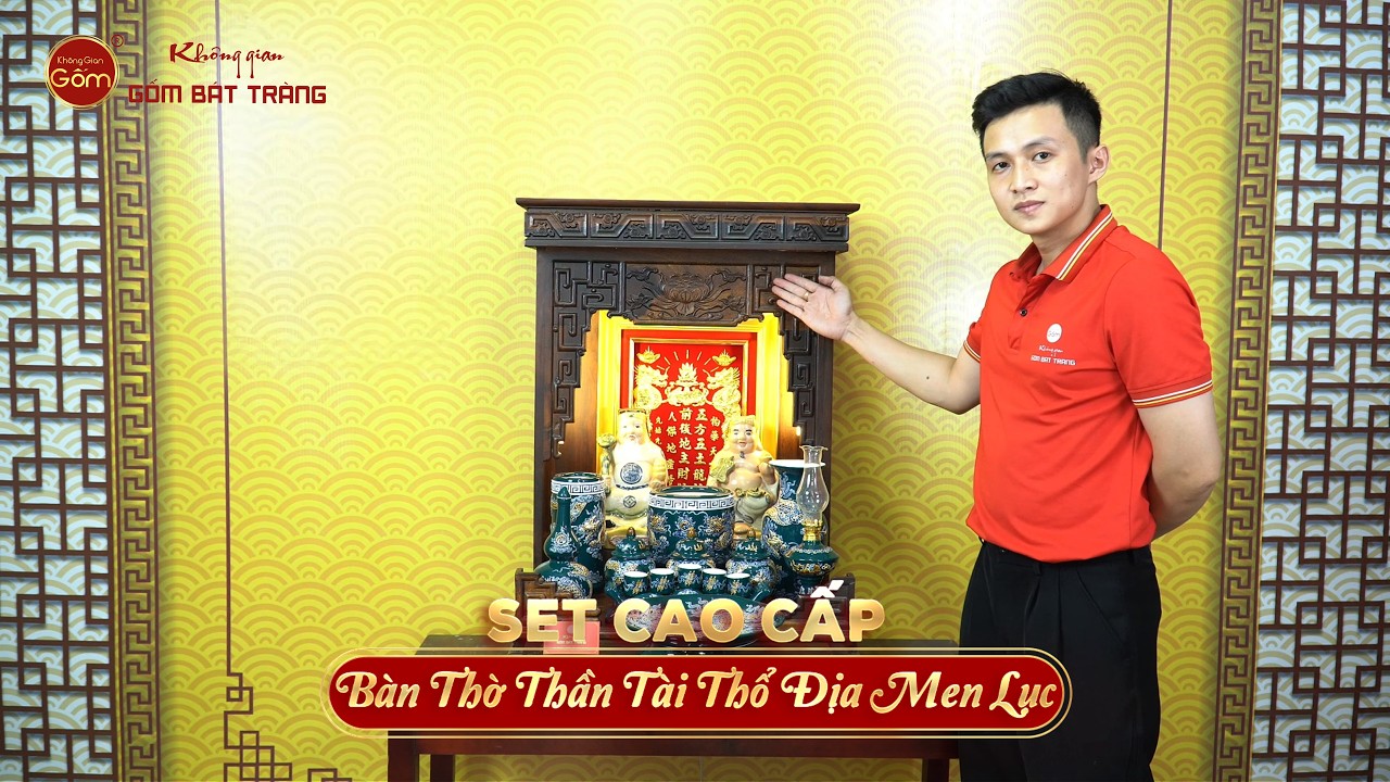Bộ Đồ Thờ Thần Tài Thổ Địa (Cao Cấp 11 Món) Men Lục