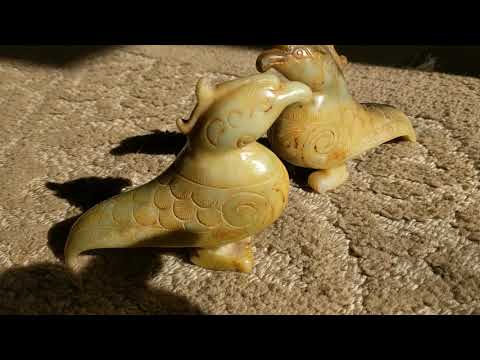 chinese antique jade phoenix pair
