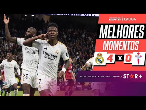 Gols e lances de Real Madrid x Celta