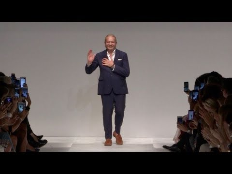 Models and designer on the runway for the Ermanno Scervino Fashion Show