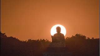 縮時攝影：高雄佛光山大佛夕陽懸日