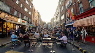London West end Soho to China town walk. The last weekend of Al fresco. Summer street stroll.
