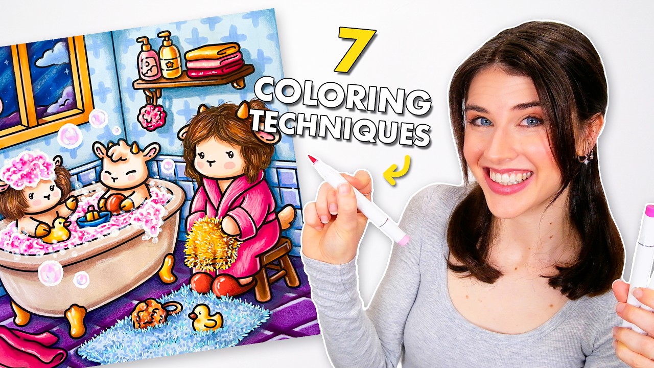 I Tried 7 COLORING TECHNIQUES on ONE Coloring Page....