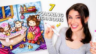 I Tried 7 COLORING TECHNIQUES on ONE Coloring Page....