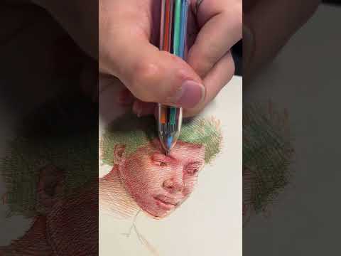 How to draw faces with only a 4 color ballpoint pen! ✍️✨ #art #viral #shorts