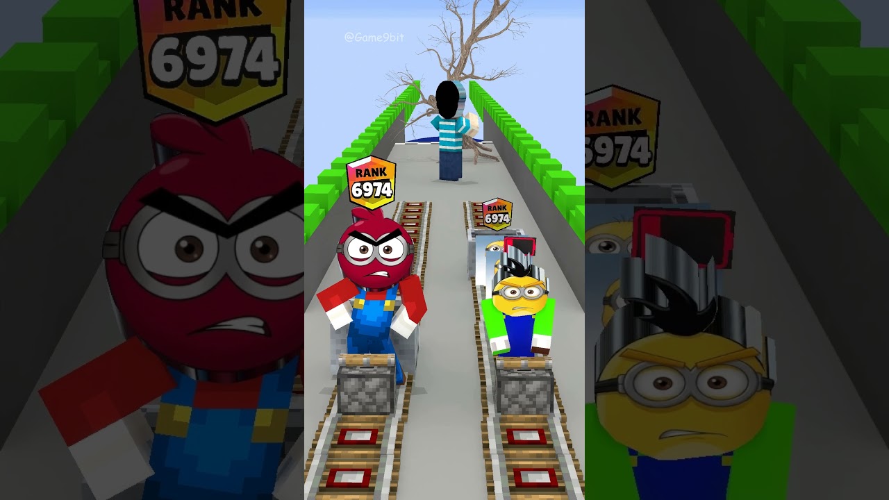 2 versions of Angry Minion in the challenge of getting their hair back from the Squid Game Doll!