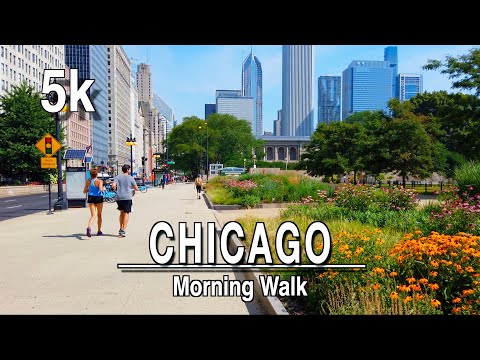 【5K】Downtown Chicago Illinois Back To Normal Downtown Coffee Walk | 5k 60FPS| UHD City Sounds