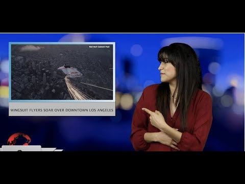 Wingsuit flyers soar over downtown Los Angeles (ASL - 3.21.19)