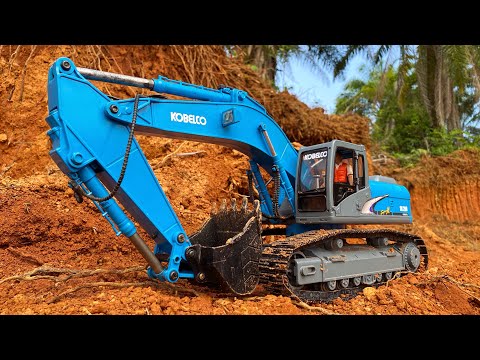 Strong Scale 1/16 : RC Excavator Wltoys 16800 KOBELCO Making Road On Slope
