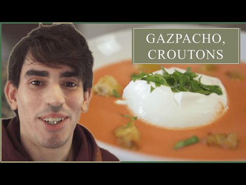 Spanish-Style Gazpacho, Burrata, Rustic Croutons