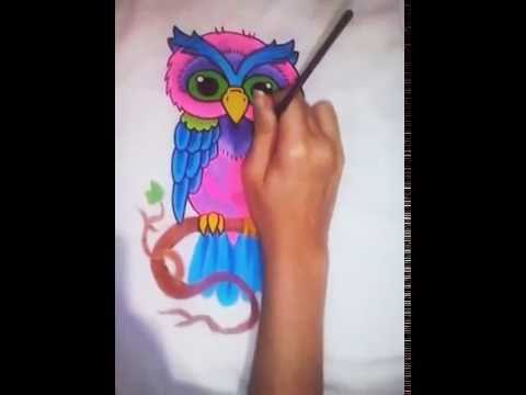 Pintura de coruja em blusa 100% algodão