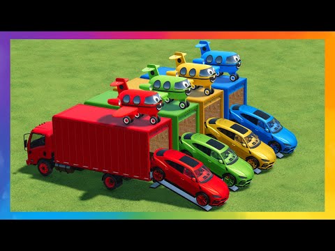 TRANSPORT COLORED PLANES & LAMBORGHINI URUS WITH ISUZU TRUCKS - Farming Simulator 22