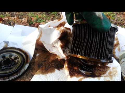 Used Bosch Preimum oil filter cut open