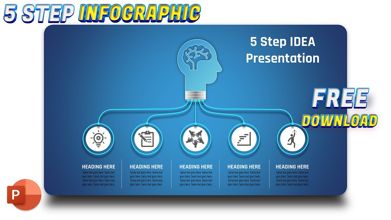 81.Infographic PowerPoint 5 Step IDEA infographic Presentation | Brainstorming Template