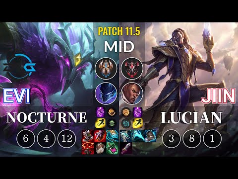 DFM Evi Nocturne vs Jiin Lucian Mid - KR Patch 11.5
