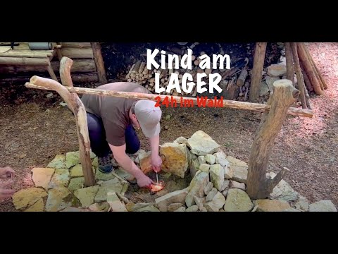 Kind im Lager / 24h im Wald  -  Wir testen die neue Feuerstelle #overnighter #bushcraft #outdoors