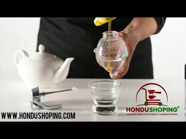 Vídeo relacionado con YYTECH Dispensador de miel de cristal con cucharón y tapa, 500 ml, tarros de miel, dispensador de miel, tarro de miel, para servir miel y jarabe