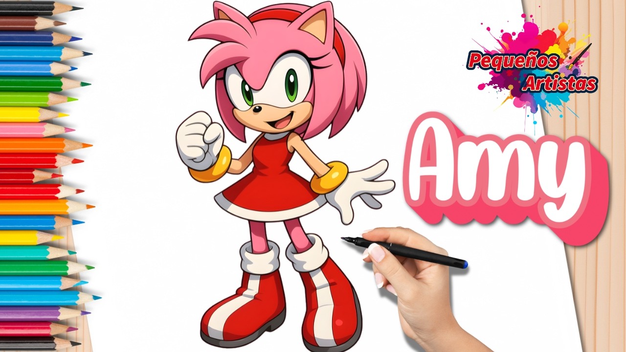 Draw and Color Amy Rose from Sonic 💖🦔 | How to Draw Step by Step for Kids