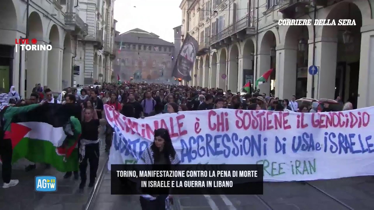 Torino, corteo contro pena di morte in Israele e guerra in Libano
