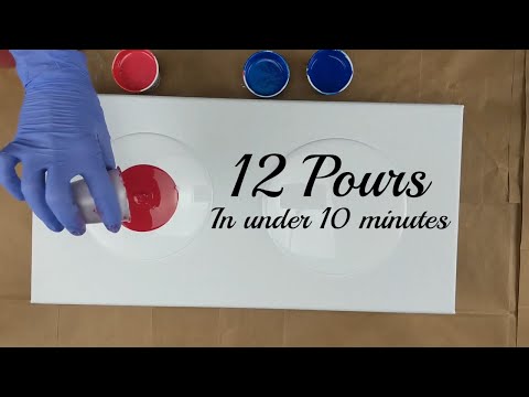 Acrylic Pouring Technique Compilation | 12 Pours in 10 minutes