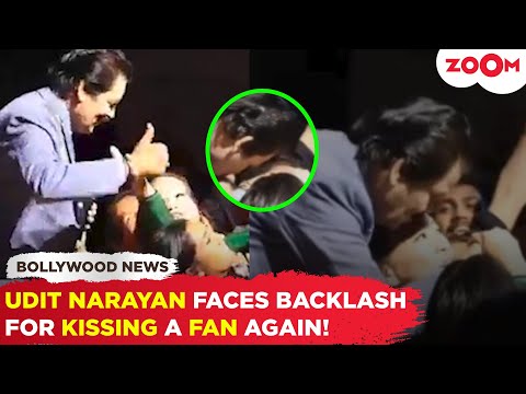 Udit Narayan KISSES a female fan again in viral video; Netizens call him a 'Serial Kisser'